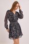 Lined Double Breasted Collar Special Design Chiffon Dress Smoked - 3