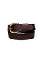 حزام جينز نسائي أحمر كلاريت من الجلد الطبيعي 100% بإبزيم ذهبي 4 سم=an-byn-26