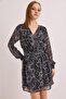 Lined Double Breasted Collar Special Design Chiffon Dress Smoked - 4