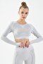 Slimfit Women's Crew Neck Ecru Crop Top