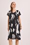 V-Neck Comfortable Fit Woven Viscose Dress Black