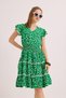 V-Neck Waist Gimped Lace Detailed Woven Dress Green - 3