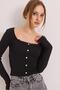 Square Neck Lace Button Detailed Knitted Blouse Black - 5