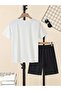 Boys' New Striped Face Print Patterned T-Shirt and Shorts Set - 2