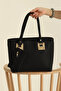 Women's Black Gift Daily Wedding Mother Bag Large Size Hand and Shoulder Bag with Wallet - 8