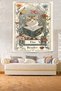 The Reader Cat Floral Pattern Stain Resistant Fabric Wall Cover Wall Tapestry - 2