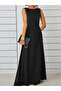Women's Sleeveless Boat Neck Maxi Janjan Crepe Dress - 4