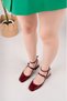 Burgundy Patent Leather Women's Square Blunt Toe Heeled Shoes - 2