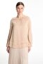 Beige Blouse with Jacquard Accessory Detail B-0118 - 4
