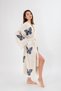 Muslin Kimono 100% Cotton Butterfly Printed Patterned Bathrobe Kaftan Dressing Gown - 3