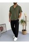 Short Sleeve Crinkle Fabric Summer Lycra Unisex Women's Men's Short Sleeve Shirt Tracksuit Set - 4