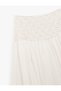Viscose Crinkle Fabric Lined Crochet Detailed Long Flared Skirt - 7