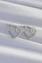 Brass Silver Color Zircon Cubic Zirconia Curved Half Heart Earrings - 2