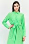 Women Plain Tie Waist Midi Dress, Lime Green - 3