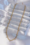 316L Steel Gold Color Baguette Stone Italian Chain Necklace - 2