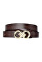 100% Genuine Leather, Gold Buckle 3 Cm Dark Brown Women's Belt; Dress, Trouser Belt = 3cm-kdn-43 - 3
