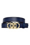 100% Genuine Leather, Gold Knit Buckle 3 Cm Navy Blue Women's Belt; Dress, Trouser Belt = 3cm-kdn-45 - 6