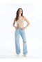 Lcw Jeans Indigo Wideleg Women's Jean Pants with Ripped Detail