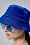 Double Layer Summer Fabric Bucket Hat, Men's and Women's Plain Fisherman Bucket Hat, Unisex Blue-White - 5