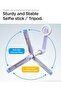 Kablosuz Bluetooth Selfie Çubuğu MagSafe Tripod/60 cm Uzatılabilir MagFit S571W Lavender - AMP07658 - 7