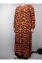 Women's Orange Crew Neck Long Sleeve Sleeve Ankle Elastic Summer Viscose Long Dress Pulls 2 cm Water