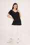 Front and Back V-Neck Basic Black T-Shirt - 2