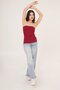 Strapless Burgundy Blouse with Shirring Detail and Slits on the Sides - 5