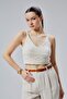 Genuine Leather Yellow Buckle Women's Belt Width 2cm Tan