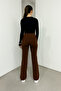 Women's Brown Brand Equivalent Combed Cotton Knitted Lycra Stretchy Flared Leggings - 7