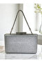 Silver Gray Lame Simili Non-Shedding Imported Kumsim Stone Handle Women's Evening Dress Bag - 2