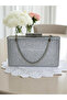 Silver Gray Lame Simili Non-Shedding Imported Kumsim Stone Handle Women's Evening Dress Bag - 4