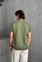 Men's Oversize Zippered Polo Neck Knitwear T-Shirt - 5