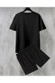Oversize Crew Neck Bottom Top T-Shirt Shorts Los Angeles Printed Double Set - 2