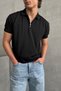 Men's Oversize Zippered Polo Neck Knitwear T-Shirt - 3