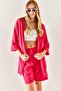 Women's Fuchsia Kimono Set with Shorts TKM-19000216 - 5