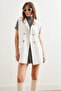 Women's Ecru Buttoned Pocket Boucle Vest Ylk- 19000050 - 7