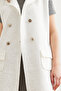 Women's Ecru Buttoned Pocket Boucle Vest Ylk- 19000050 - 8