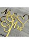 Mr & Mrs Cake Topper - Bride and Groom Wedding Engagement Decoration - Mirror Gold Acrylic - 3
