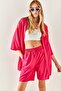 Women's Fuchsia Kimono Set with Shorts TKM-19000216