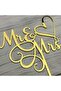 Mr & Mrs Cake Topper - Bride and Groom Wedding Engagement Decoration - Mirror Gold Acrylic - 2