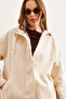 Women's Stone Pocket Zippered Snap Detailed Gabardine Jacket Ckt- 19000419 - 7