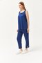 Women's Indigo Sleeveless Loose Blouse Bottom Top Crystal Suit TKM-19000271 - 7