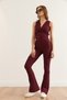 Women's Burgundy Spanish Style Ribbed Leggings Tyt-19000090 - 6