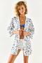 Women's Floral Navy Blue Patterned Woven Viscose Kimono KMN-00000064 - 5