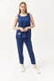 Women's Indigo Sleeveless Loose Blouse Bottom Top Crystal Suit TKM-19000271 - 3