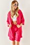 Women's Fuchsia Kimono Set with Shorts TKM-19000216 - 4
