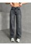 WOMEN'S BLACK SNOW-WASH WIDE-LEG JEANS DENIM PANTS - 5