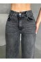 WOMEN'S BLACK SNOW-WASH WIDE-LEG JEANS DENIM PANTS - 3