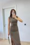 Zero Sleeve Waist Fitting Equivalent Design Pinterest Long Slit Skirt Midi Length Pinterest Design Dress - 2