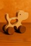 Wooden Handmade Natural Montessori Heart Dog Toy with Wheels - 5052 - 7